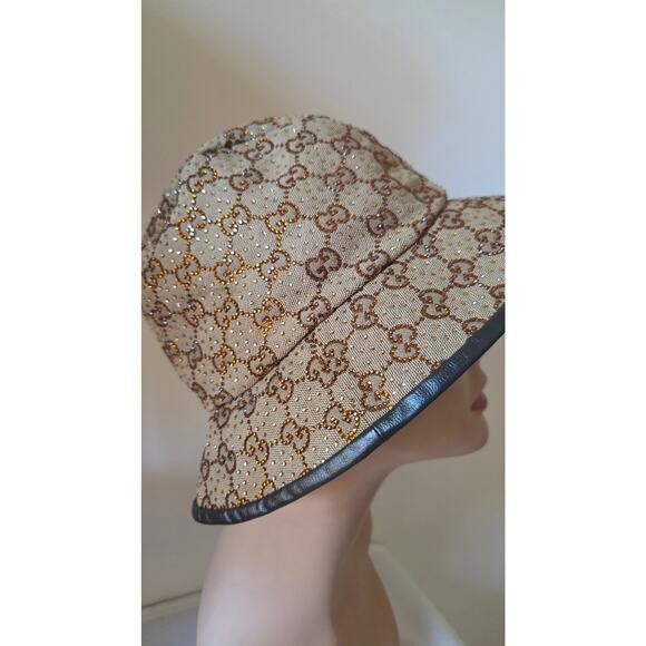 Gucci Beige GG Monogram Studded bucket hat L sz - Picture 8 of 15